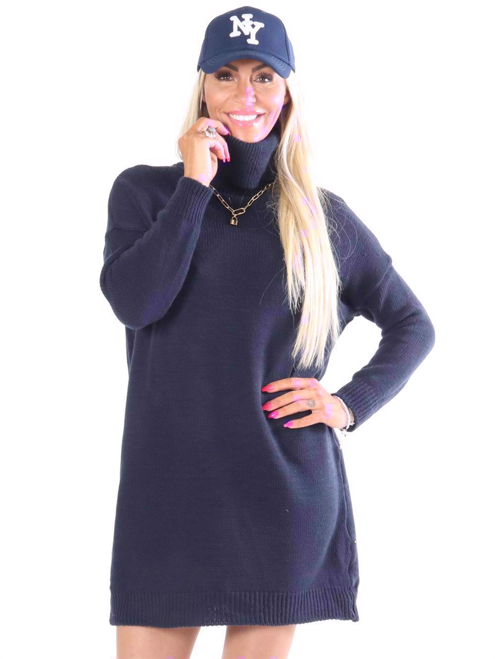 Miranda - Strikkjole med turtleneck